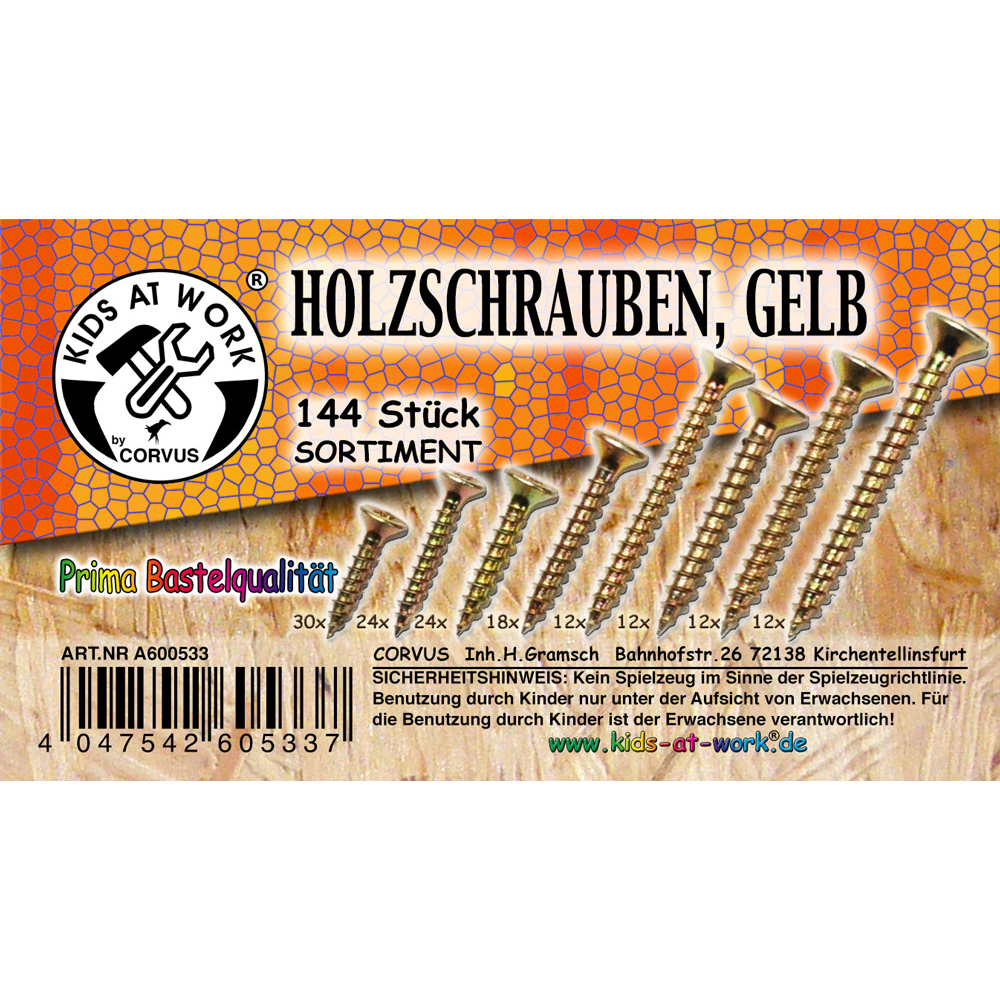 Facsavar készlet, különböző kadmiumozott facsavarokkal 