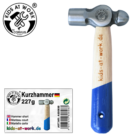 Domborító kalapács - 227 g, rövid nyelű, kerek fejű