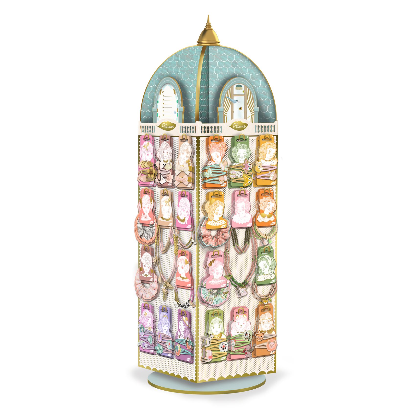 Display - Plume jewelry and hair accessory