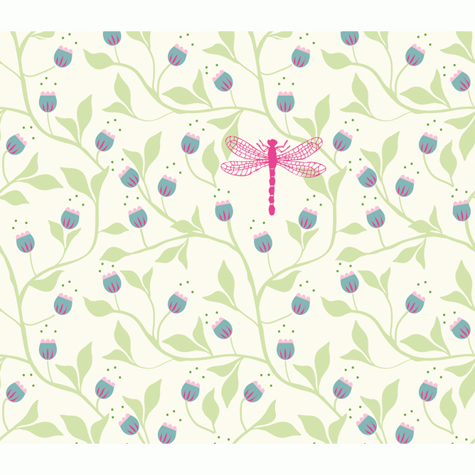 Dekortapéta - Szitakötő - Blue flowers