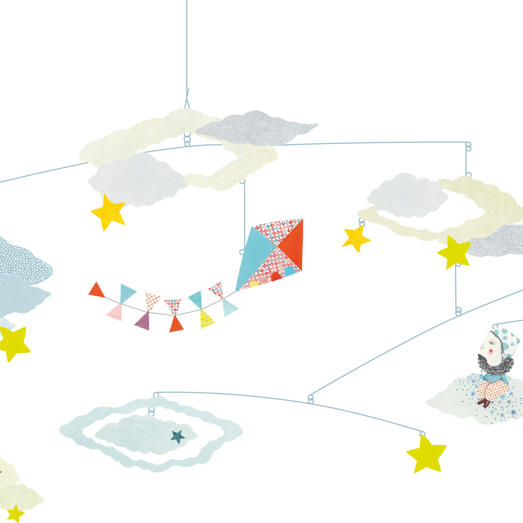 Szélmobil függődísz - Felhők között - Head in the clouds