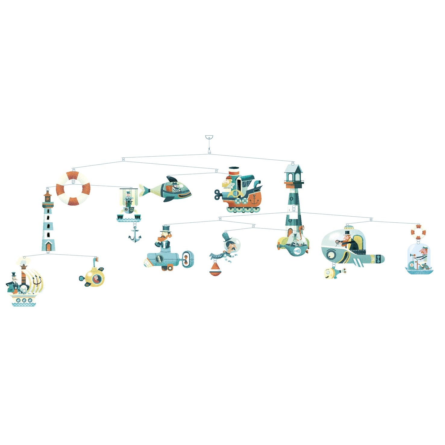 Szélmobil függődísz - Tengeri hajók - Marine ships (FSC)