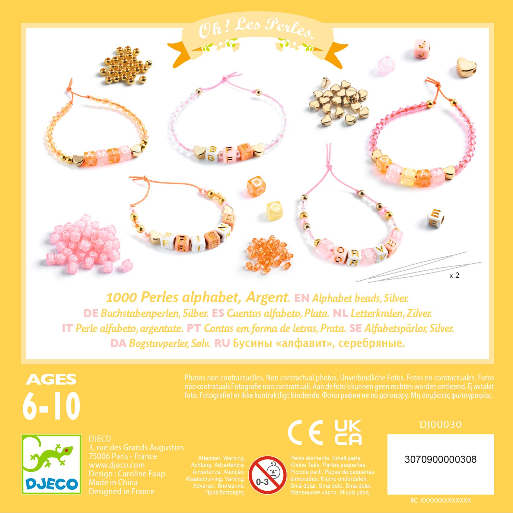 Ékszerkészítő készlet - Betű gyöngyök, arany - Alphabet beads, Gold