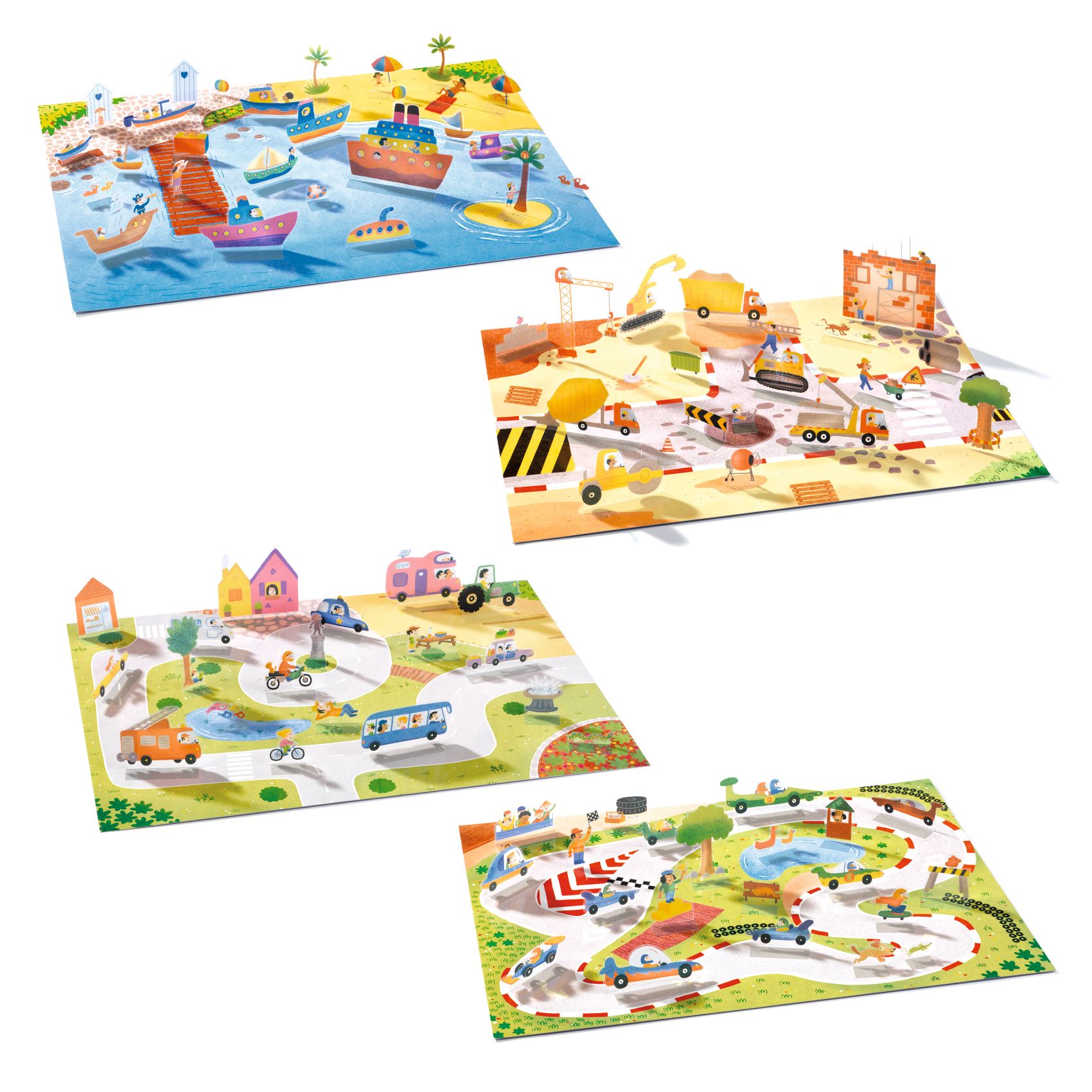 Matricázós sztorik, 3D - Közlekedés járművekkel - Lift-up stickers - Vehicles