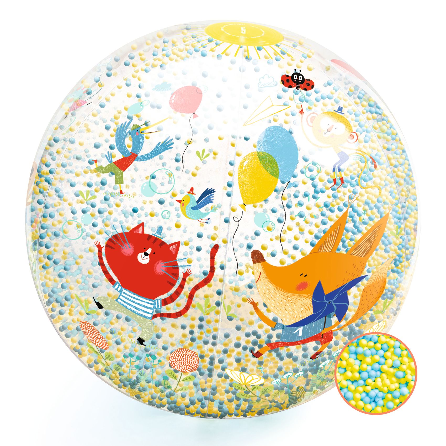 Felfújható labda, Ø 35 cm - Csörgő zörgő labda - Bubbles ball