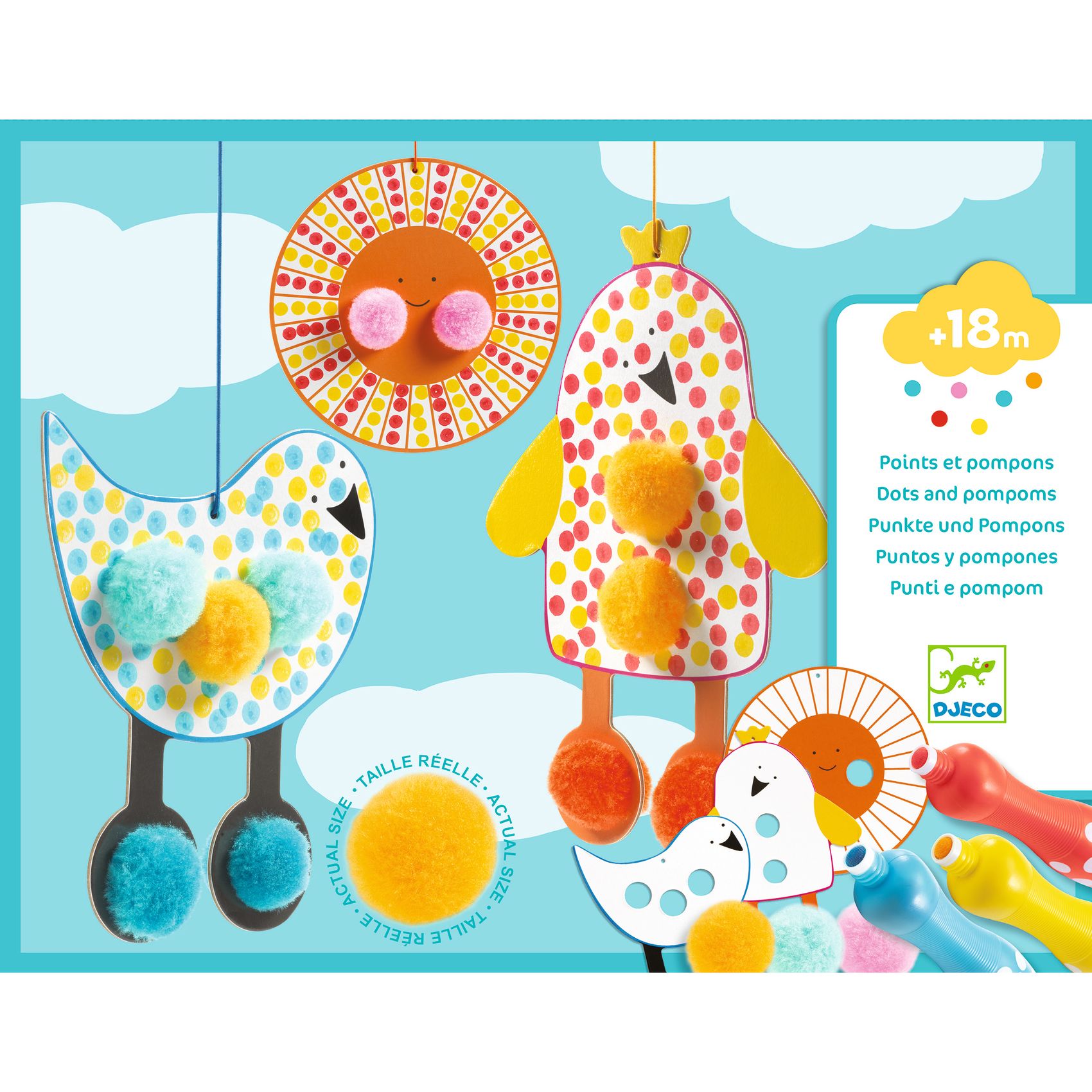 Képszínezés pöttyökkel és pompomokkal - Fenn az égen - Dots and Pompoms – In the Sky