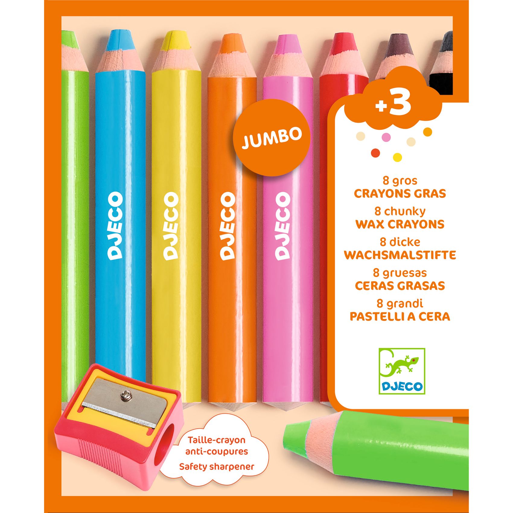 Kreatív eszközök - Vastag viaszceruza, 8 szín - 8 chunky wax crayons