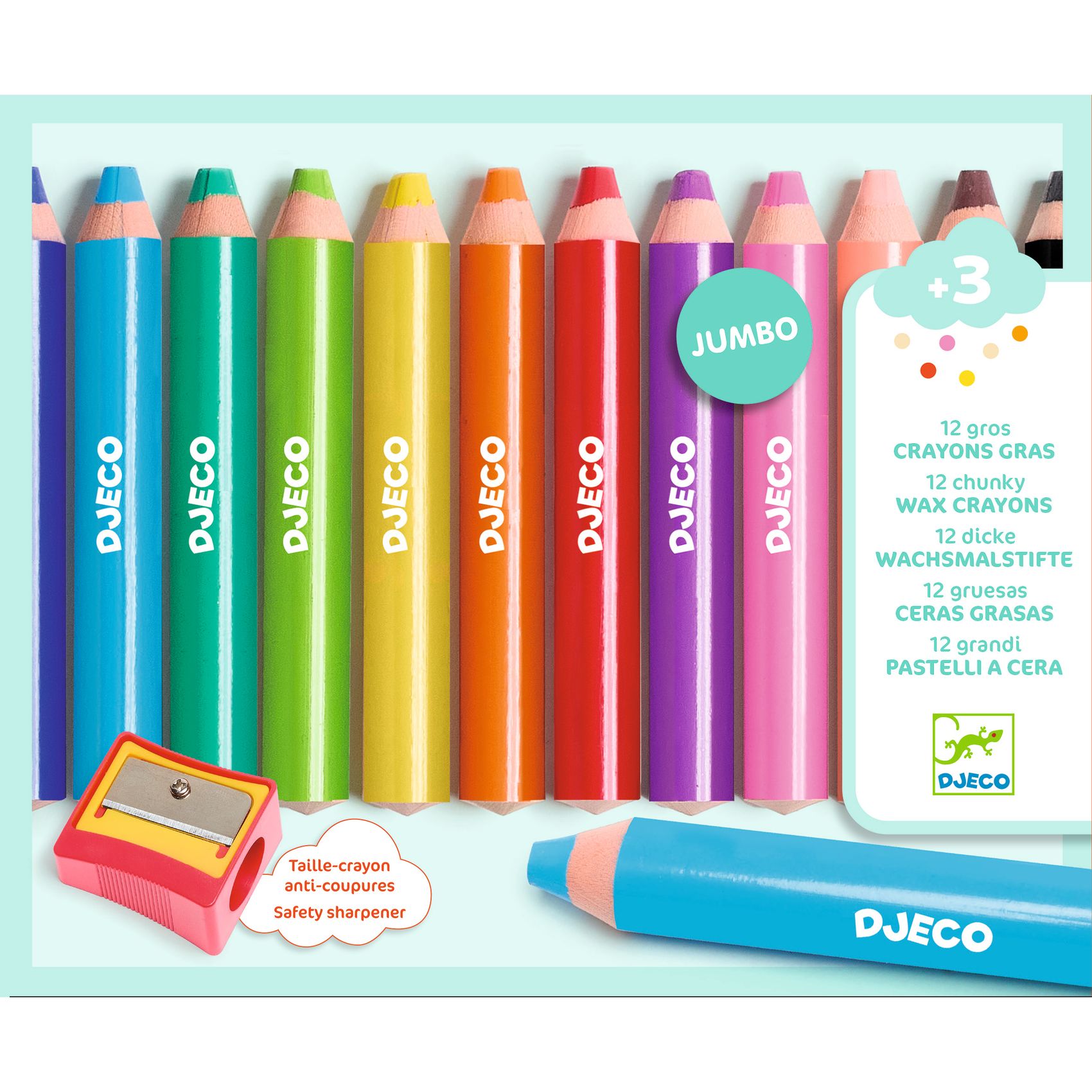Kreatív eszközök - Vastag viaszceruza, 12 szín - 12 chunky wax crayons