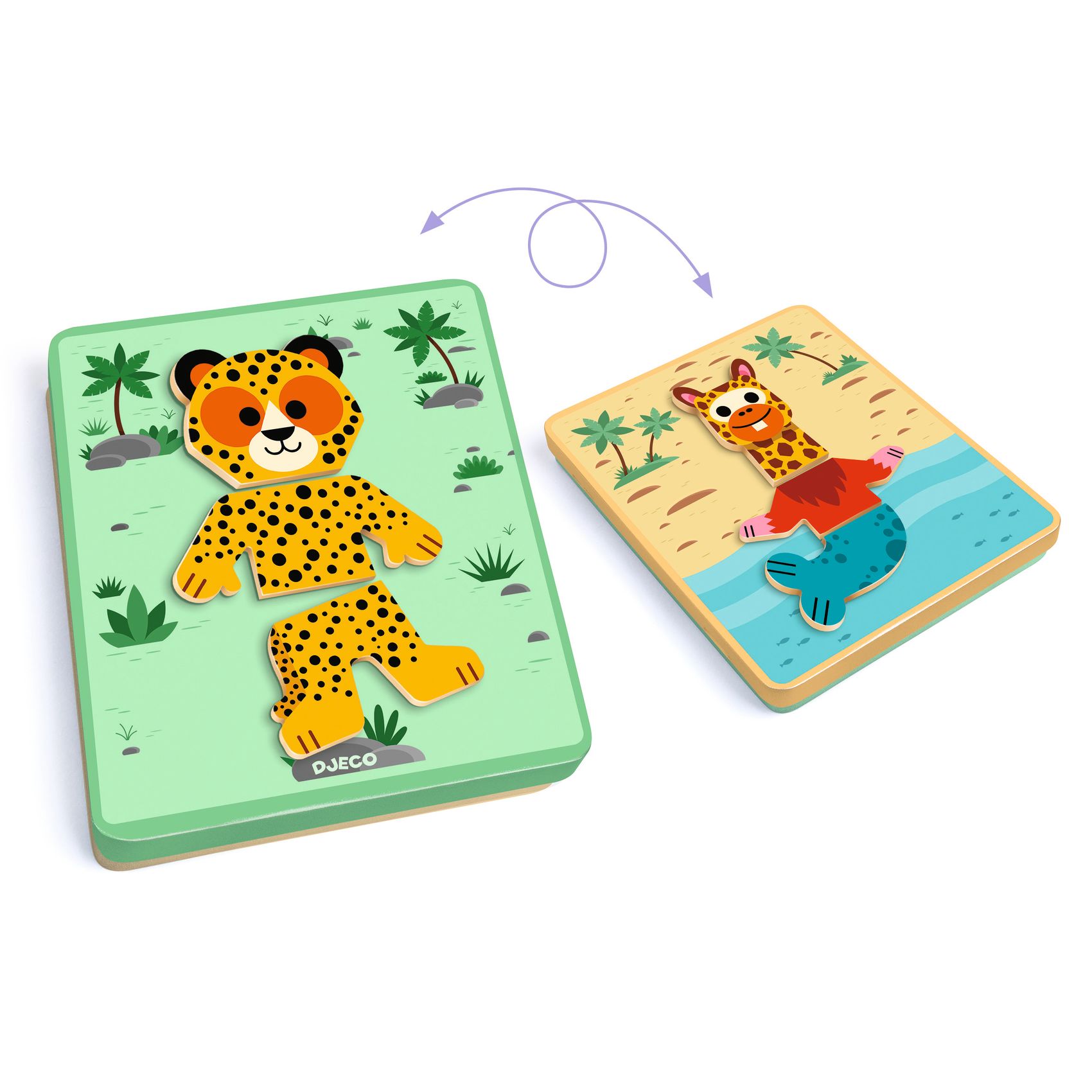 Mágneses képkirakó - Variációk 8 állatra - Inzebox Mix'n'match