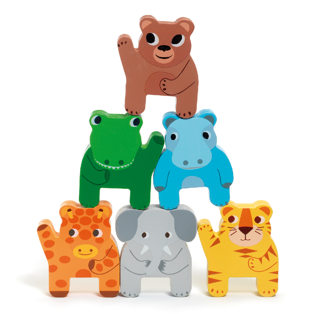 Húzható- és építőjáték - Dzsungelvonat, 6 vagon + 11 állat - Trainimo Jungle