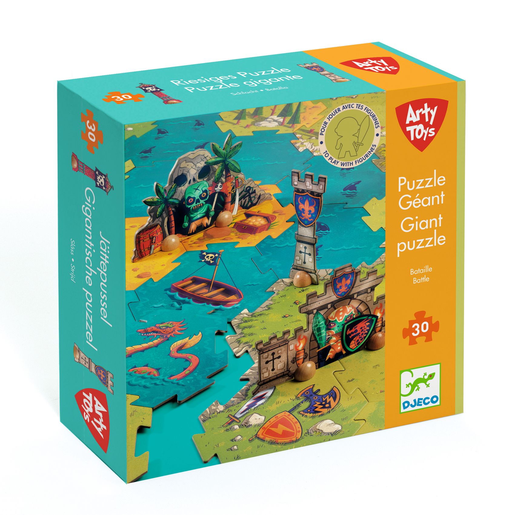 Arty Toys Óriás puzzle - Kalóz és lovag birodalom, 30 db-os - Giant puzzle-Battle