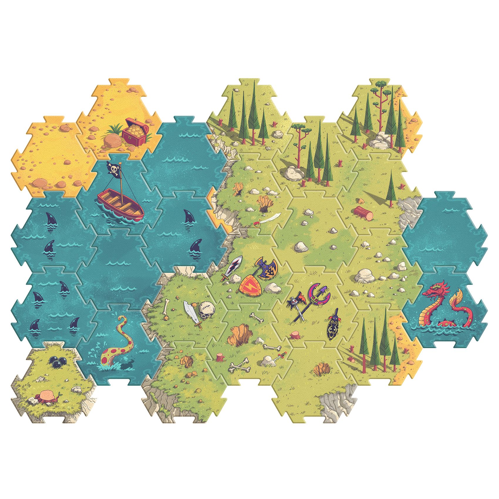 Arty Toys Óriás puzzle - Kalóz és lovag birodalom, 30 db-os - Giant puzzle-Battle