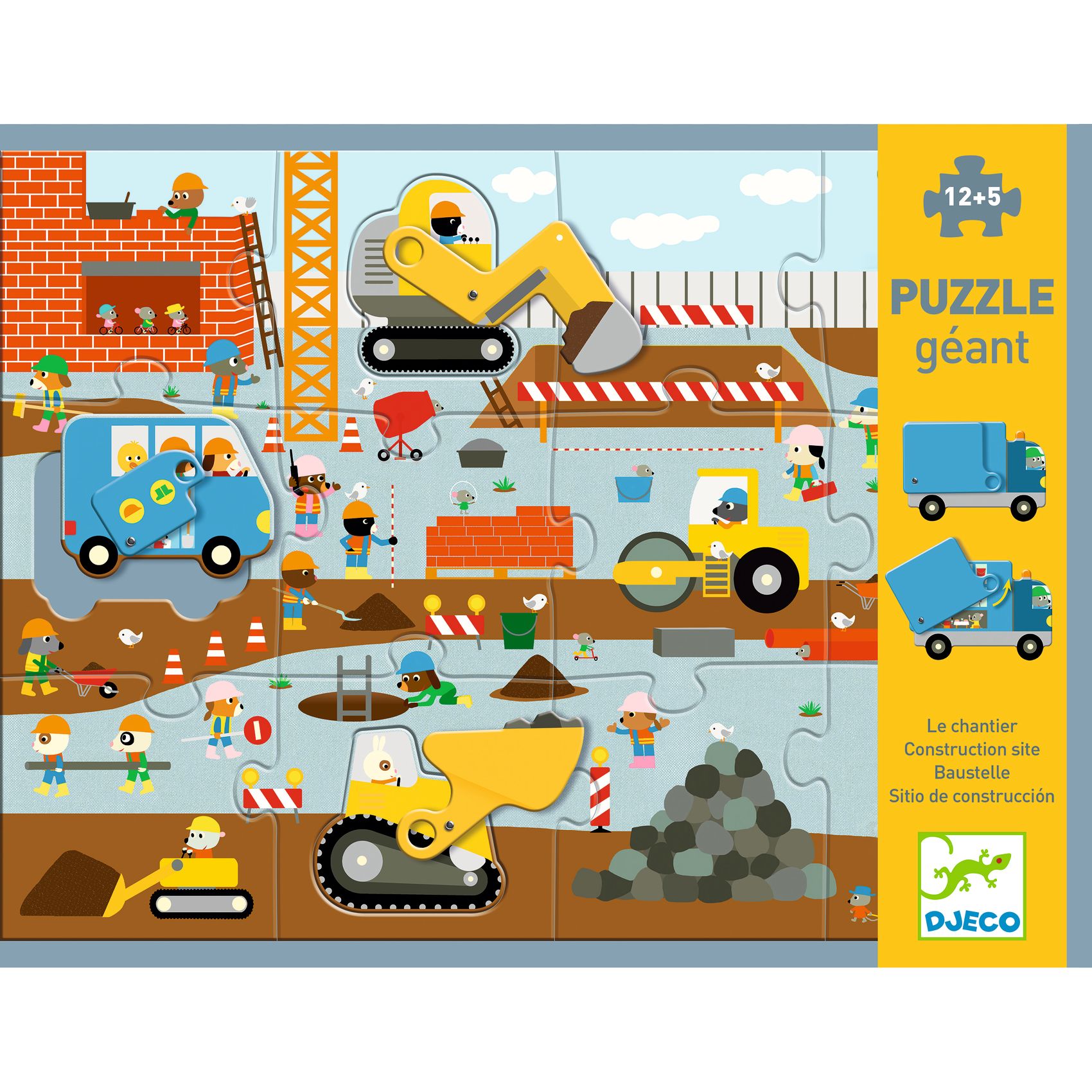 Óriás puzzle - Építkezés, 12+5 db-os - Construction site