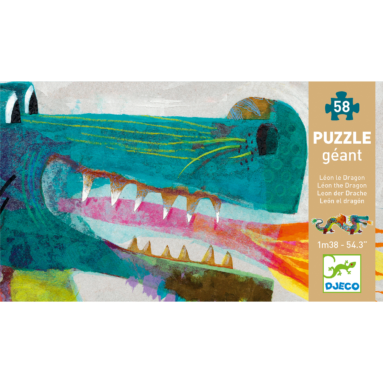 Óriás puzzle - Leon a sárkány, 58 db-os - Leon the dragon