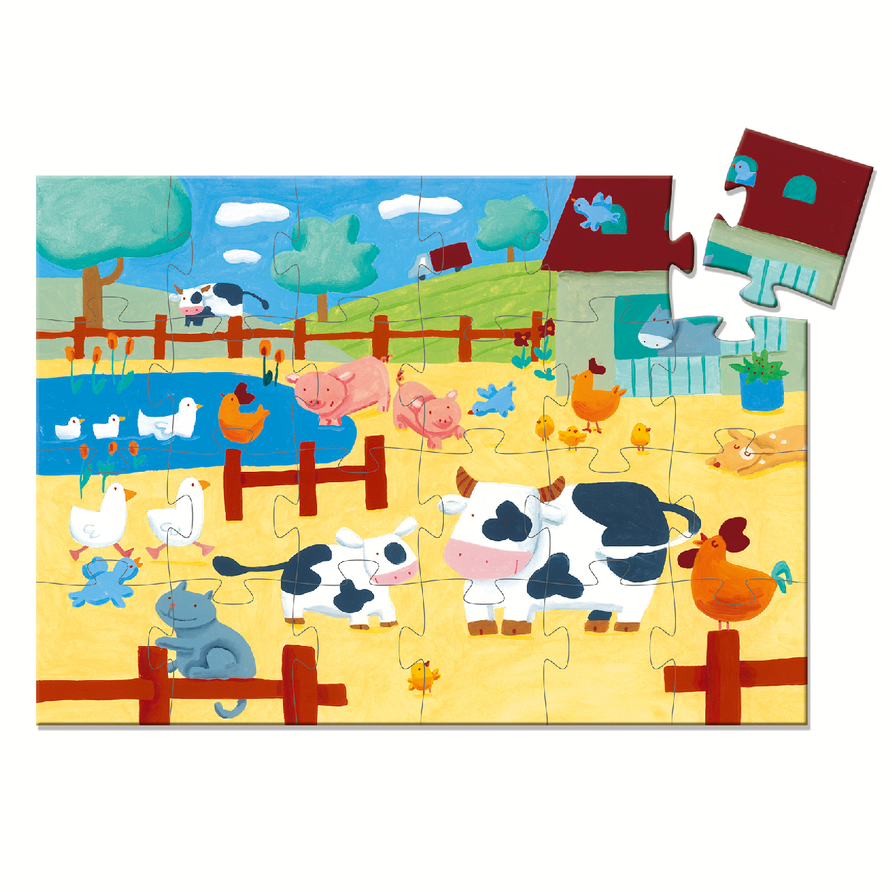 Formadobozos puzzle - Bocik és tehenek, 24 db-os - The cows on the farm