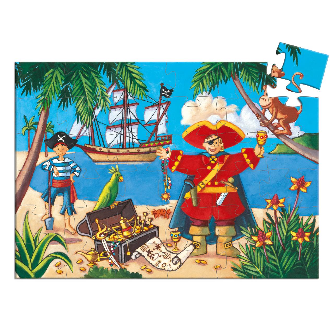 Formadobozos puzzle - Kalózok kincse, 36 db-os - The pirate and his treasure