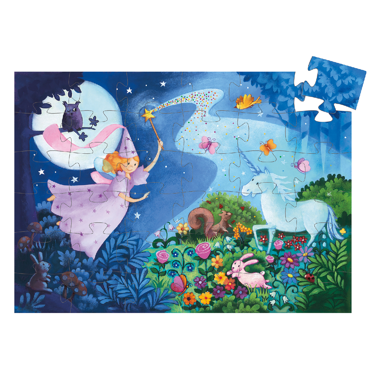Formadobozos puzzle - Tündér és az egyszarvú, 36 db-os - The fairy and the unicorn