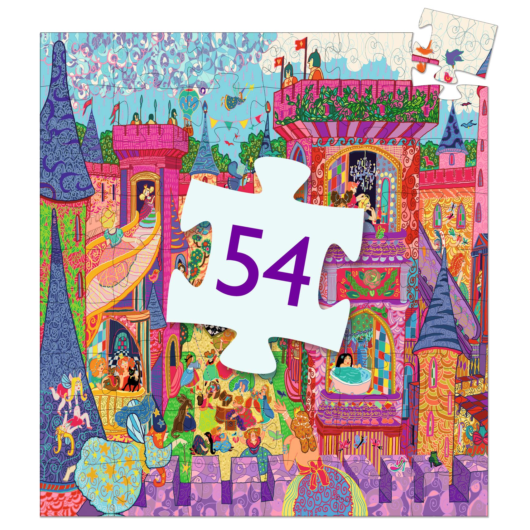 Formadobozos puzzle - Tündérek kastélya, 54 db-os - The fairy castle