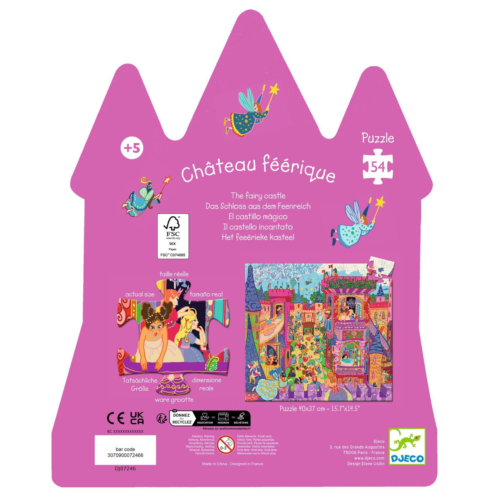 Formadobozos puzzle - Tündérek kastélya, 54 db-os - The fairy castle