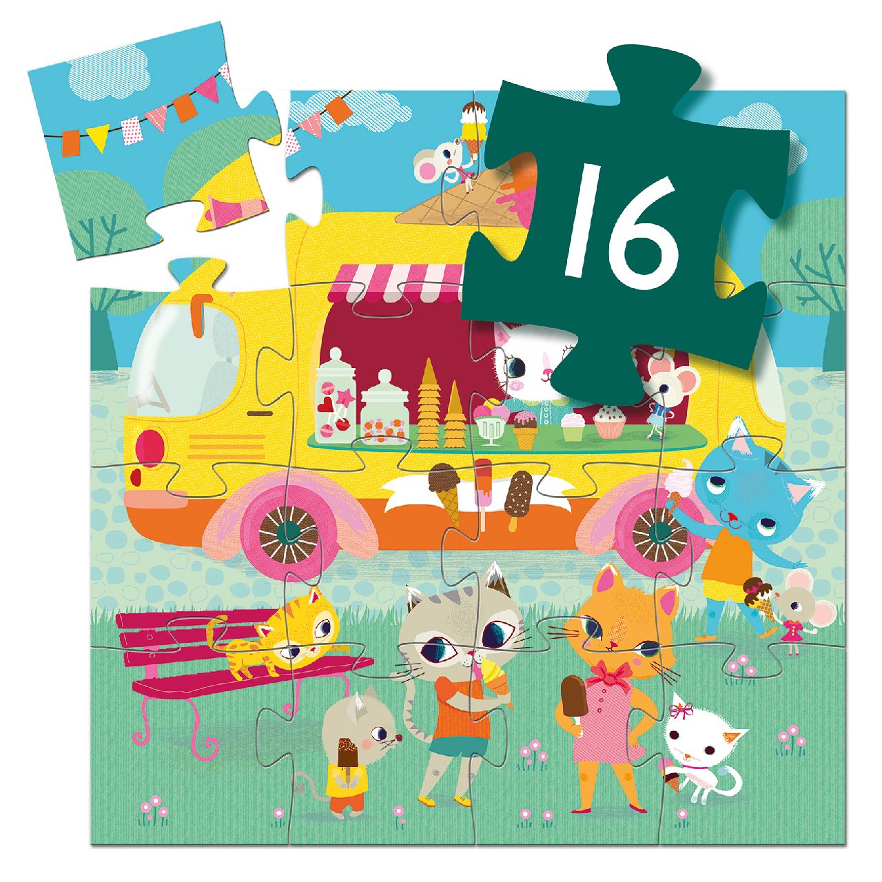 Formadobozos puzzle - Fagyis kocsi, 16 db-os - Ice cream truck