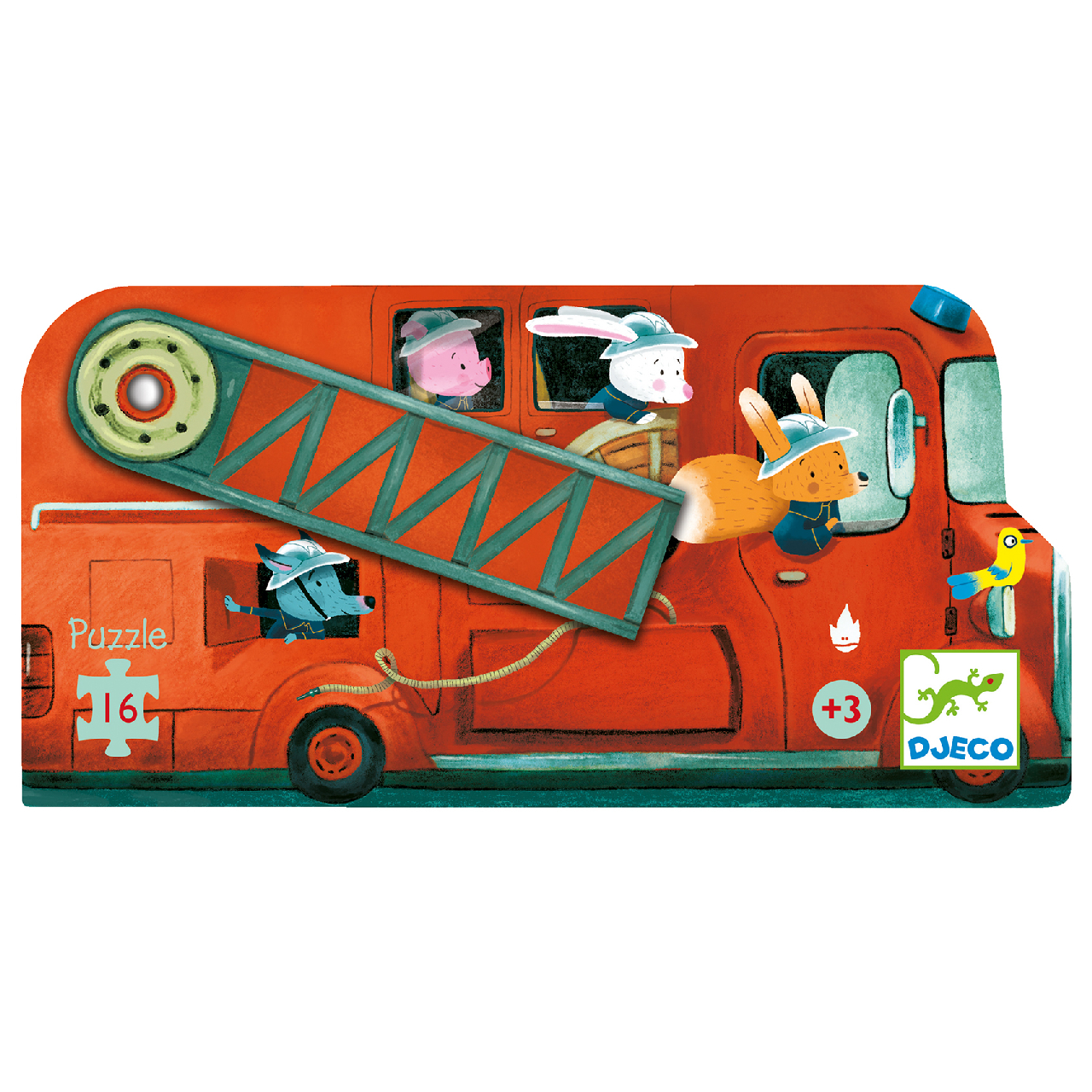 Formadobozos puzzle - A tűzoltóautó, 16 db-os - The fire truck 