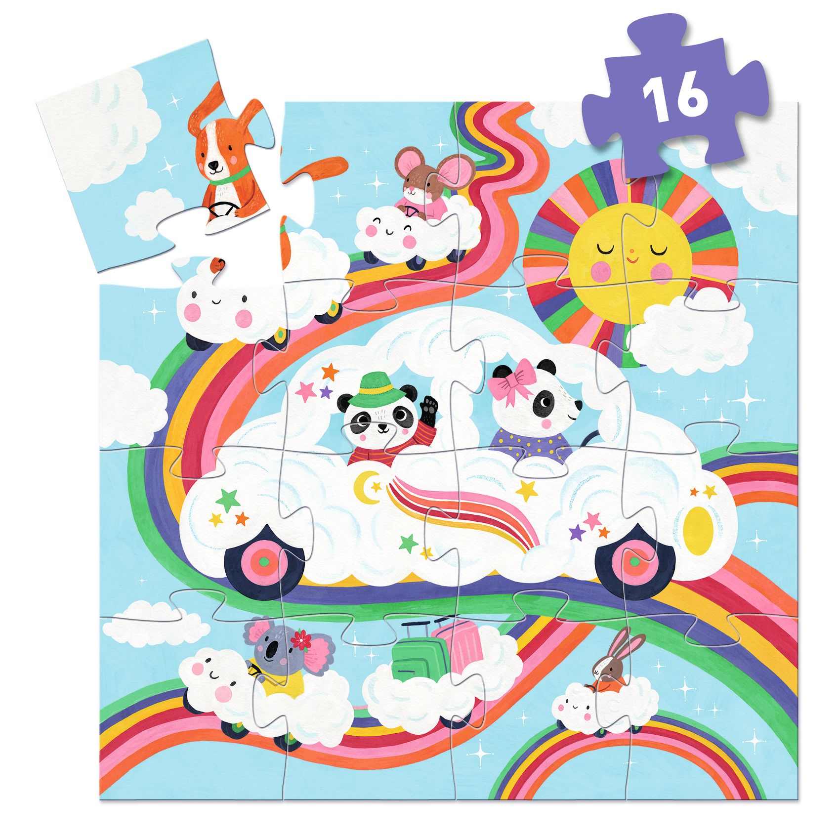 Formadobozos puzzle - Felhőjáró, 16 db-os - Cloud car