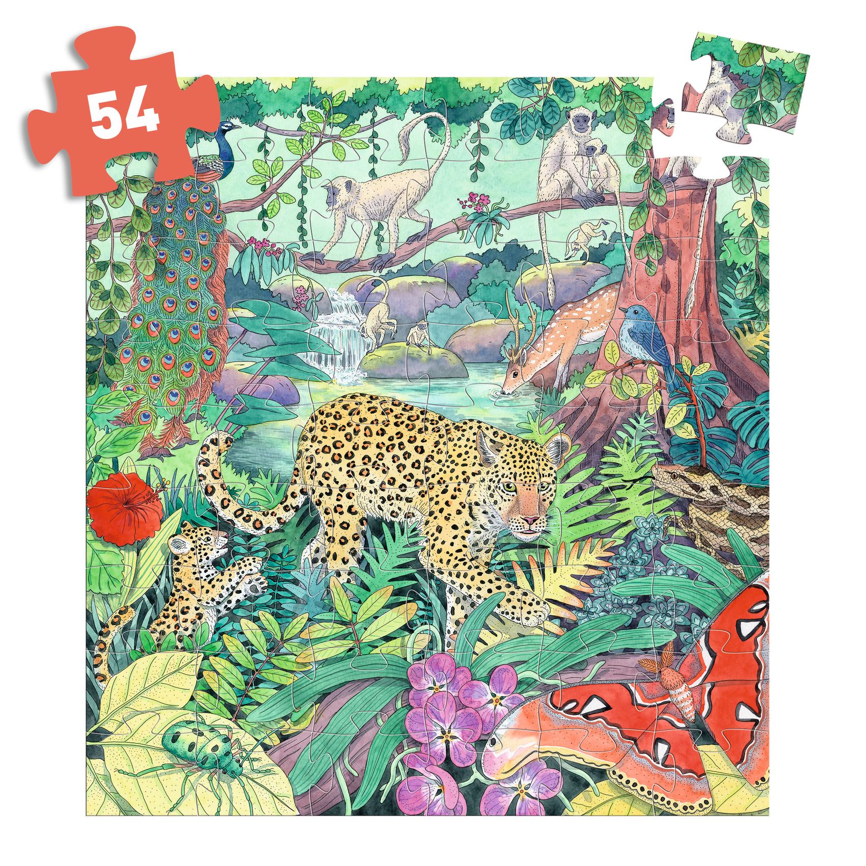Formadobozos puzzle - Indiai dzsungel, 54 db-os - Indian jungle