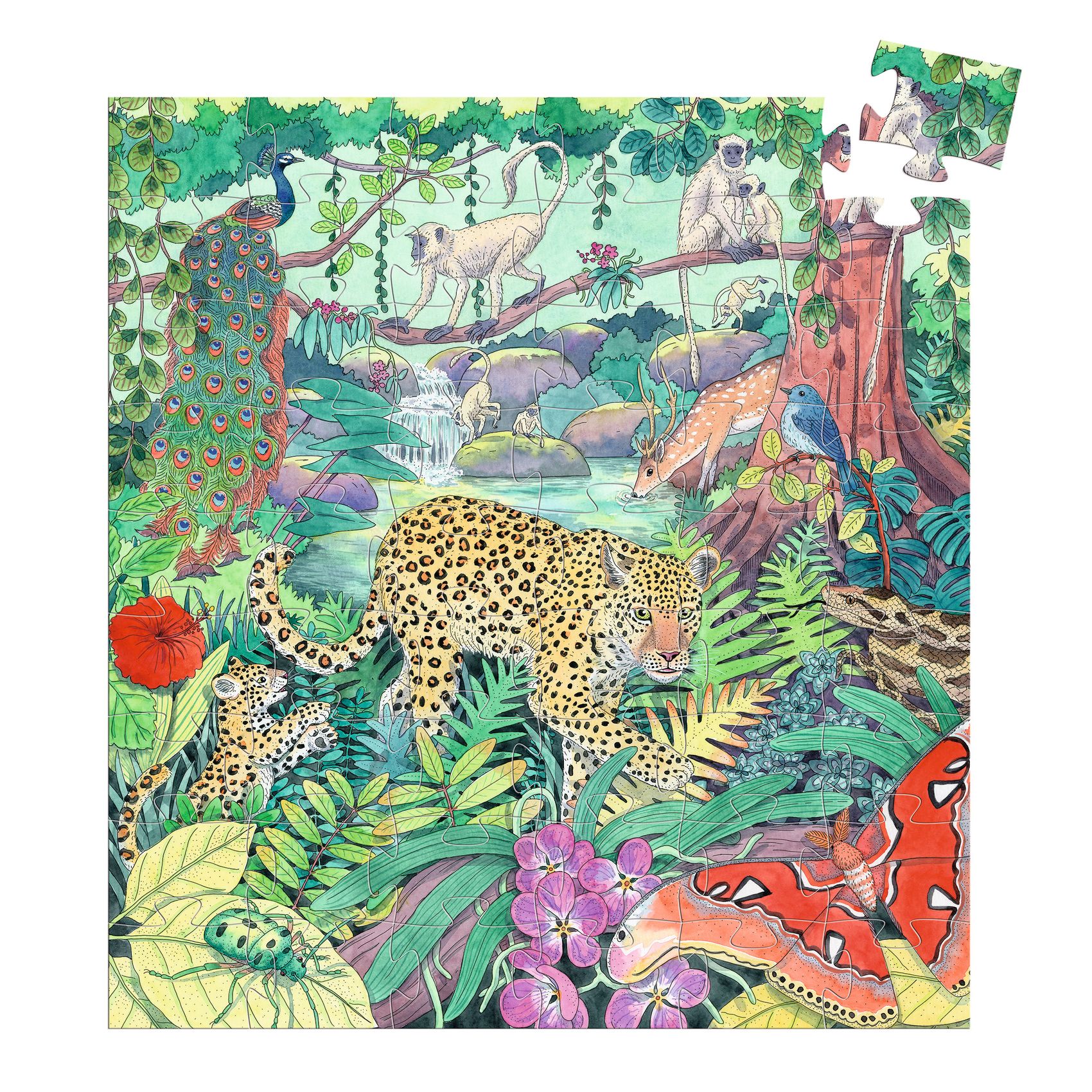 Formadobozos puzzle - Indiai dzsungel, 54 db-os - Indian jungle
