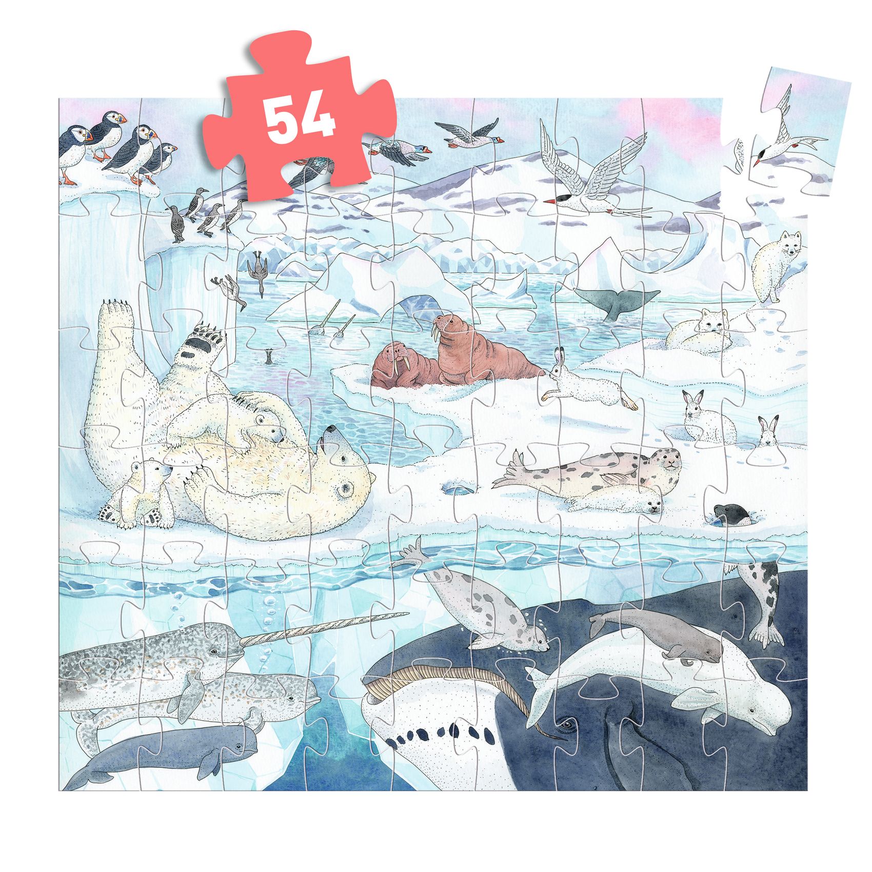 Formadobozos puzzle - Élet a sarkvidéken, 54 db-os - Polar softness