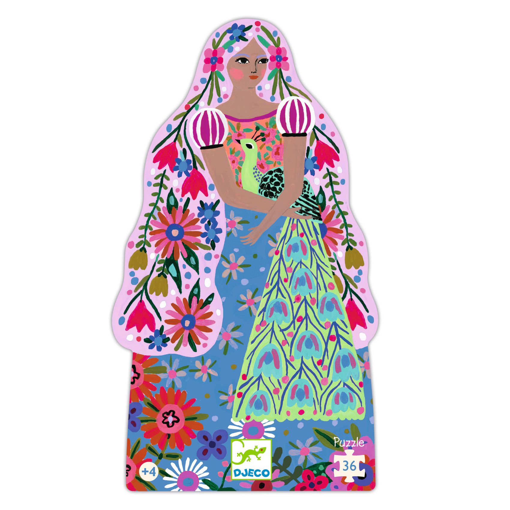 Formadobozos puzzle - Hercegnő és a páva, 36 db-os - The princess and her peacock 