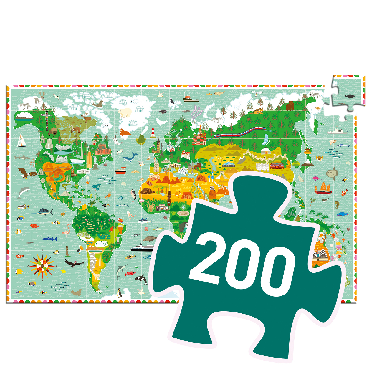 Megfigyeltető puzzle - Lenyűgöző világ, 200 db-os - A round the world + booklet