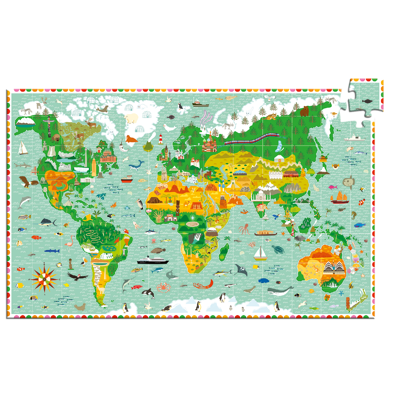 Megfigyeltető puzzle - Lenyűgöző világ, 200 db-os - A round the world + booklet