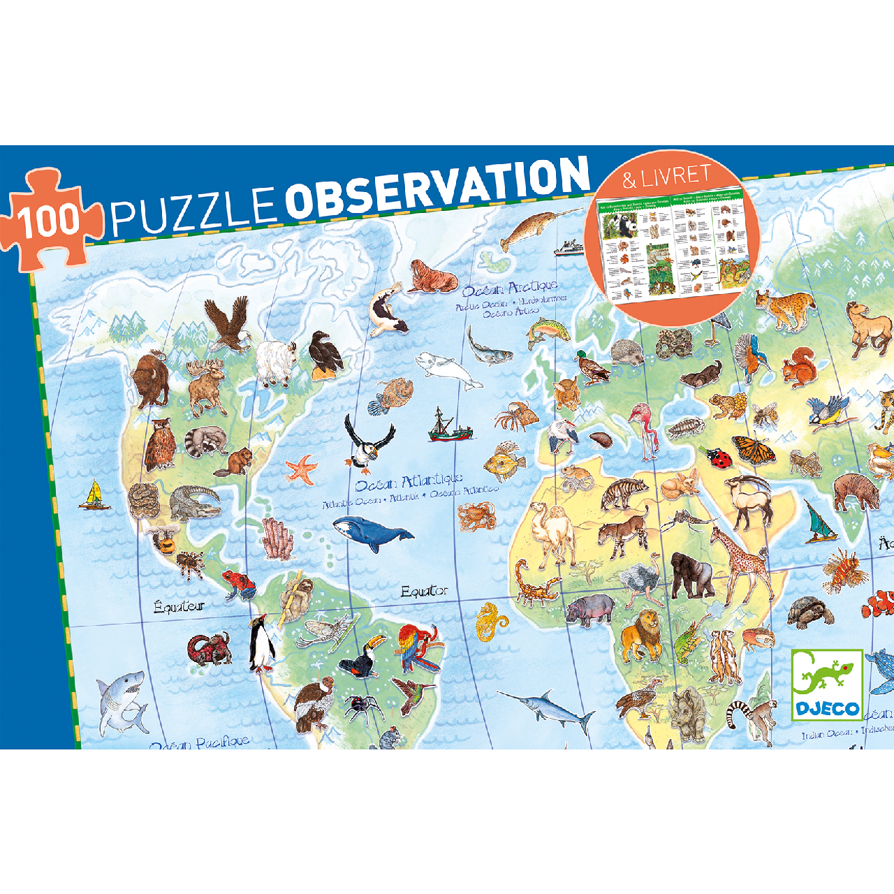 Megfigyeltető puzzle - Föld állatai, 100 db-os - Animals of the earth