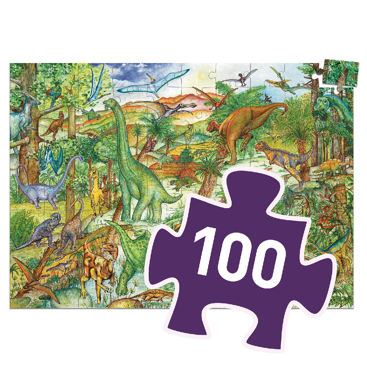 Megfigyeltető puzzle - Dinoszauruszok, 100 db-os - Dinosaurs + booklet