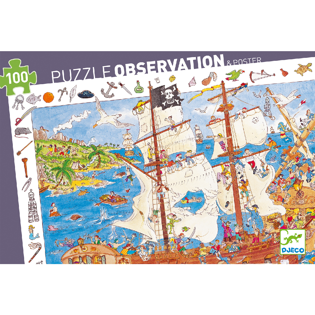 Megfigyeltető puzzle - Kalózok, 100 db-os - Pirates