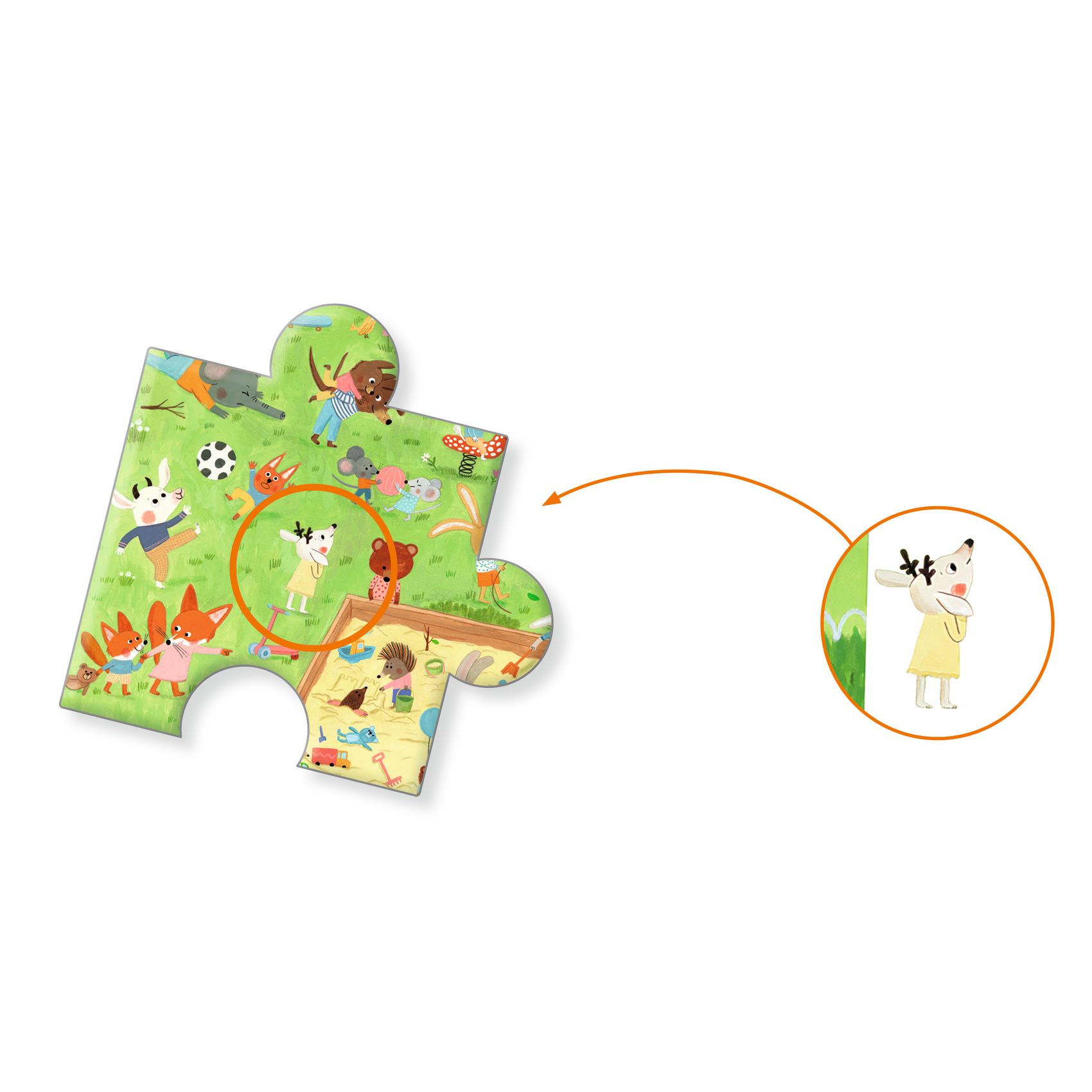 Megfigyeltető puzzle - Kisbarátok a kertben, 35 db-os - Little friends' garden