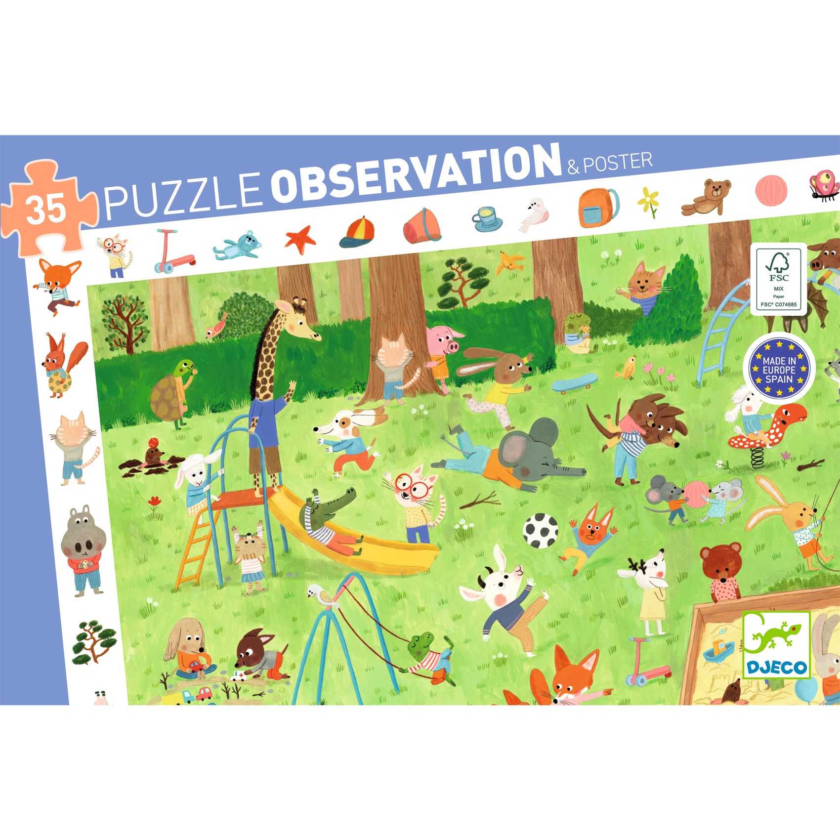 Megfigyeltető puzzle - Kisbarátok a kertben, 35 db-os - Little friends' garden