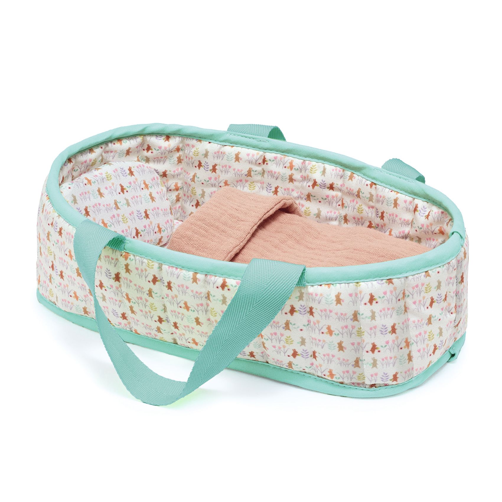 Játékbaba Mini, 20 cm - Sasha mózeskosárral