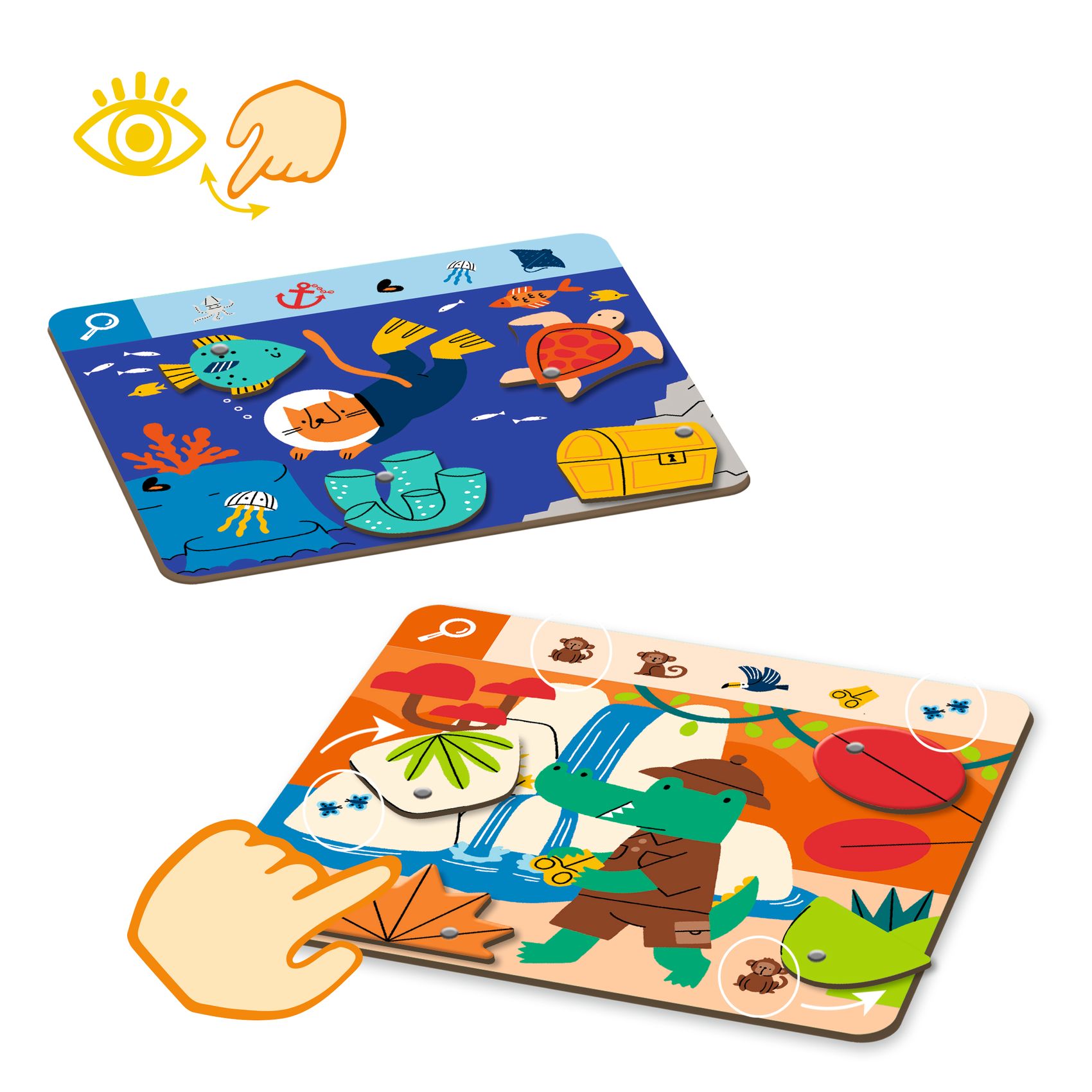 Fejlesztő játék, megfigyelés - Keress és pörgess, Kaland - Eduludo Obs Explore