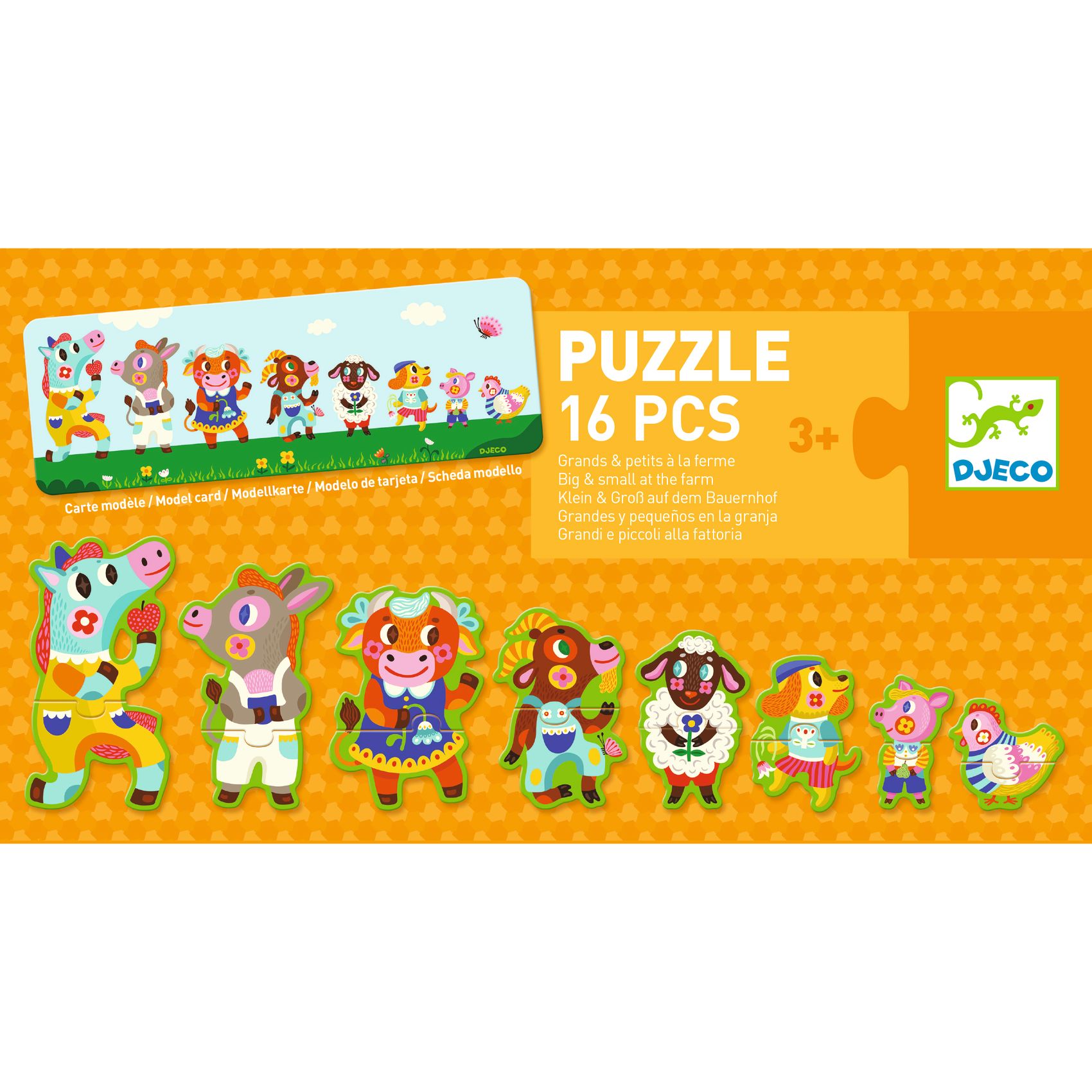Sorozatkirakó puzzle - Nagyok és kicsik a tanyán, 16 db-os - Big and small on the farm
