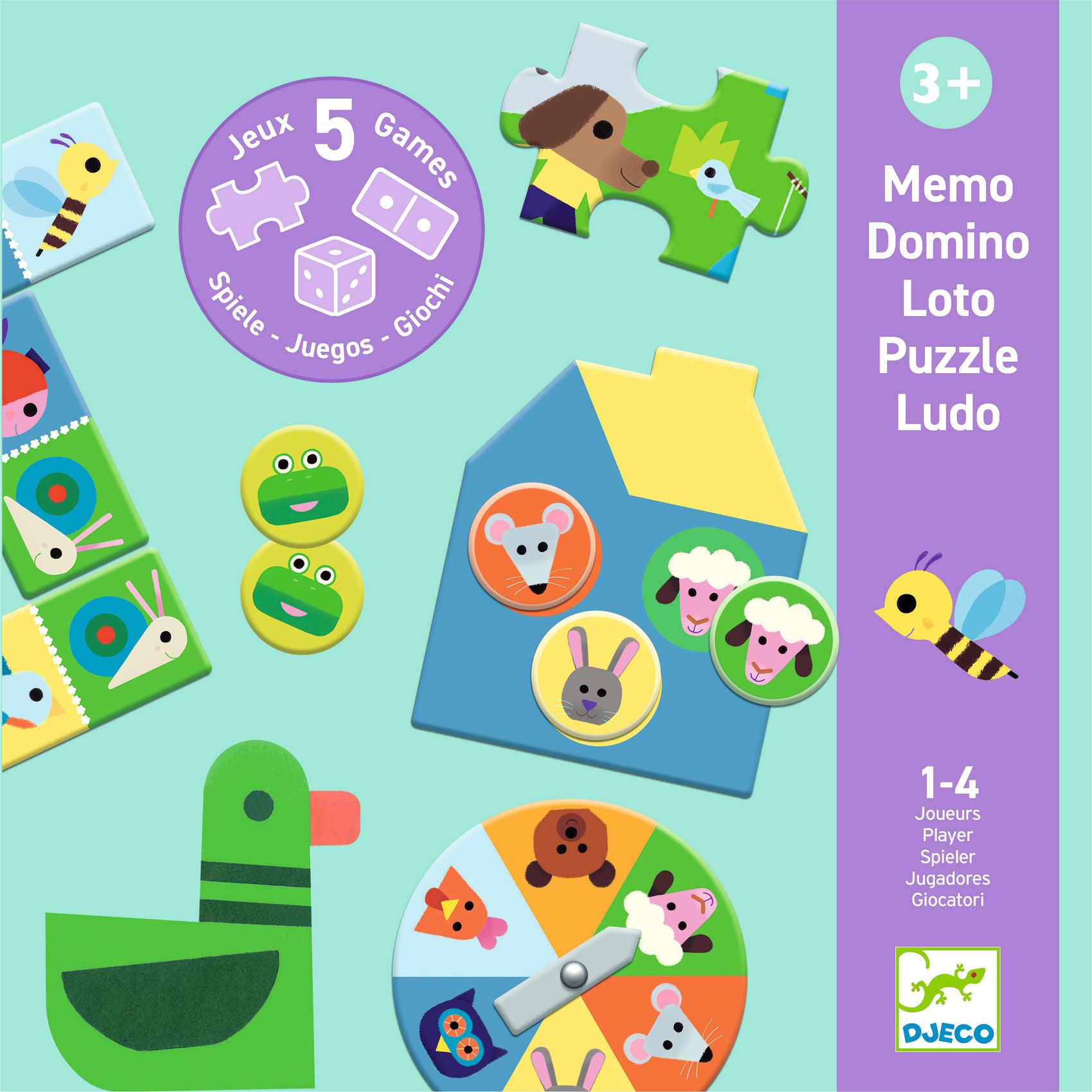 Társasjáték - 5 az 1-ben, Farm állatok és barátaik - At the farm, 5 GAMES