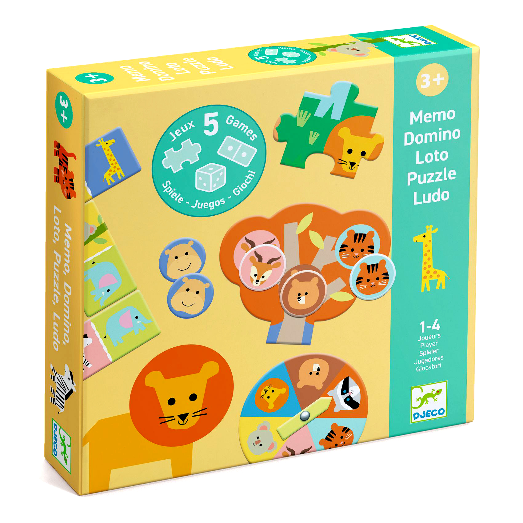 Társasjáték - 5 az 1-ben, Vadállatok - Wild animals, 5 GAMES