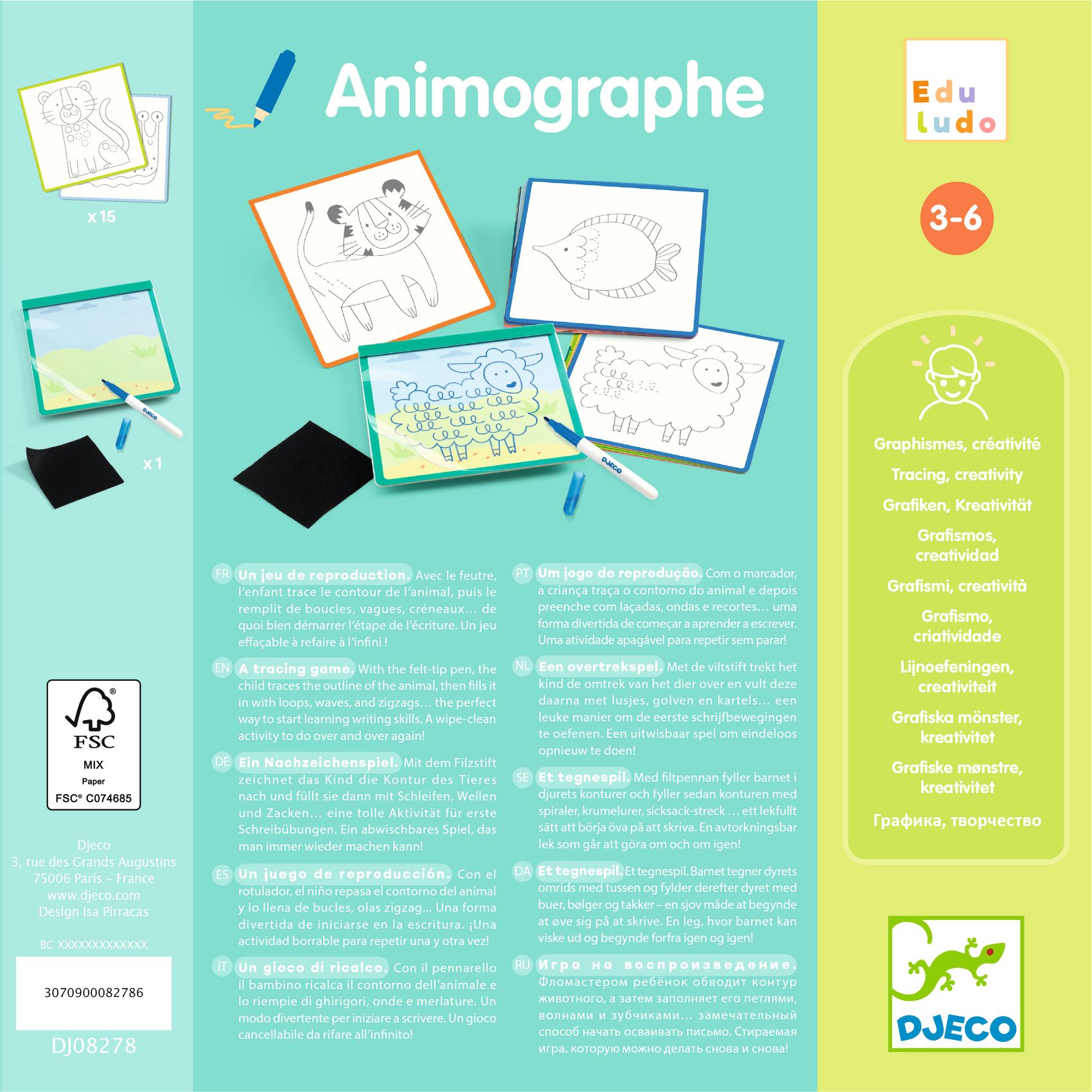 Fejlesztő játék - Állatmintás vonalvezető - Eduludo Animographe