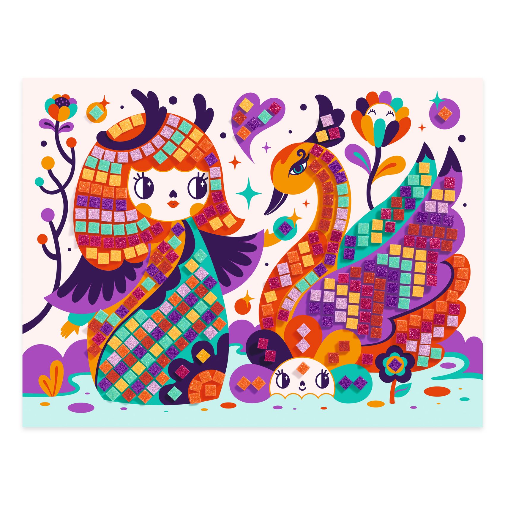 Mozaikkép készítés - Kokeshi babák - Kokeshi