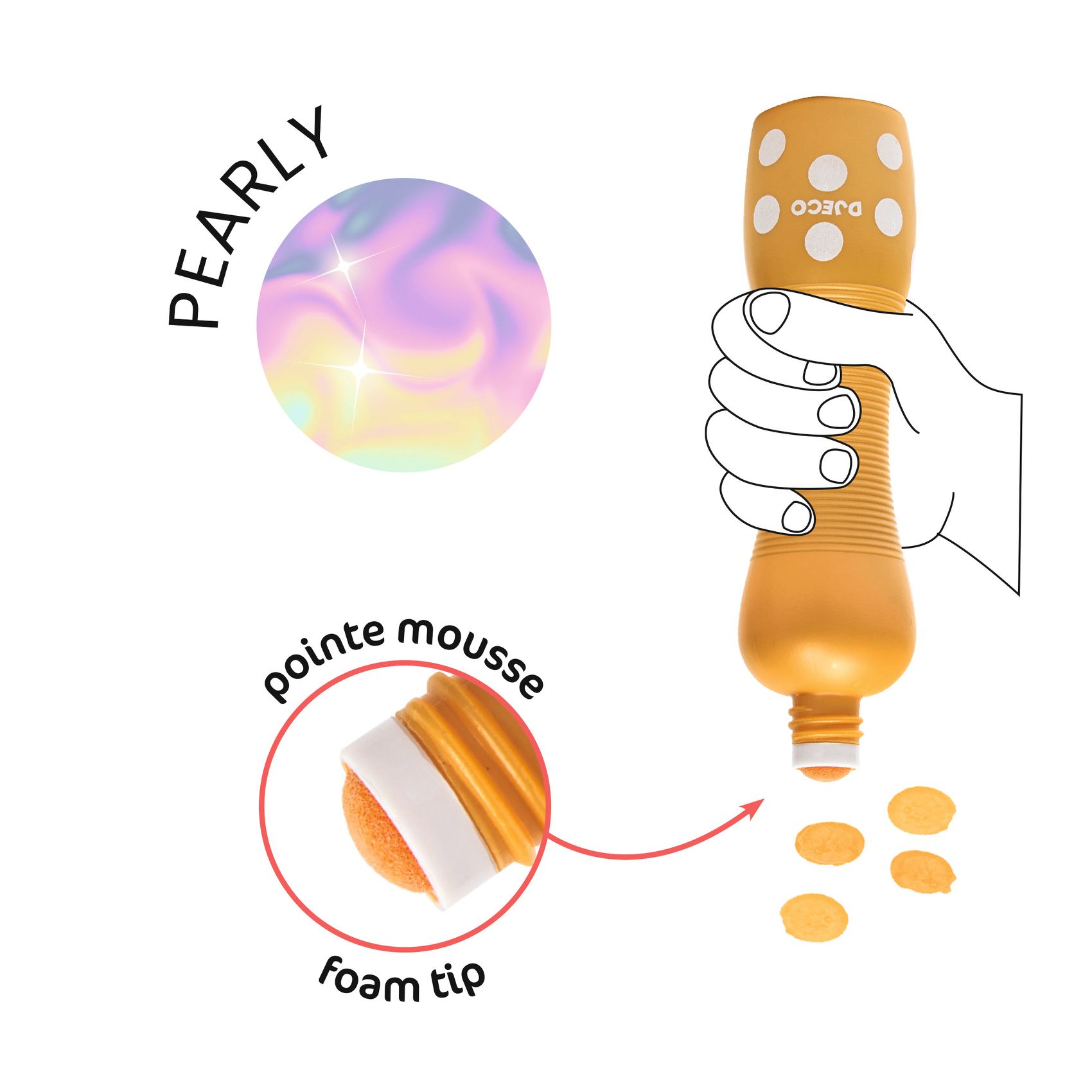 Marok filc készlet 4 gyöngyház színben - Pontozó színezés - Large dot markers