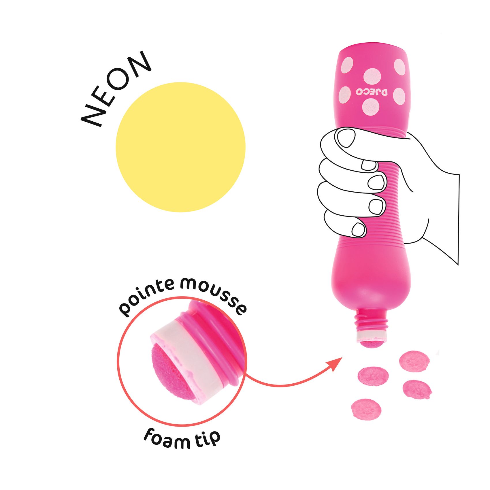 Marok filc készlet 4 fluoreszkáló színben - Pontozó színezés - Large dot markers