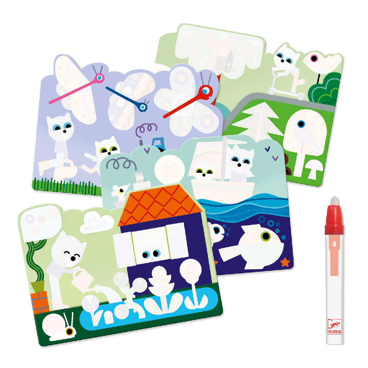 Vízzel színező készlet - Bújócska a kertben - Hidden in the garden