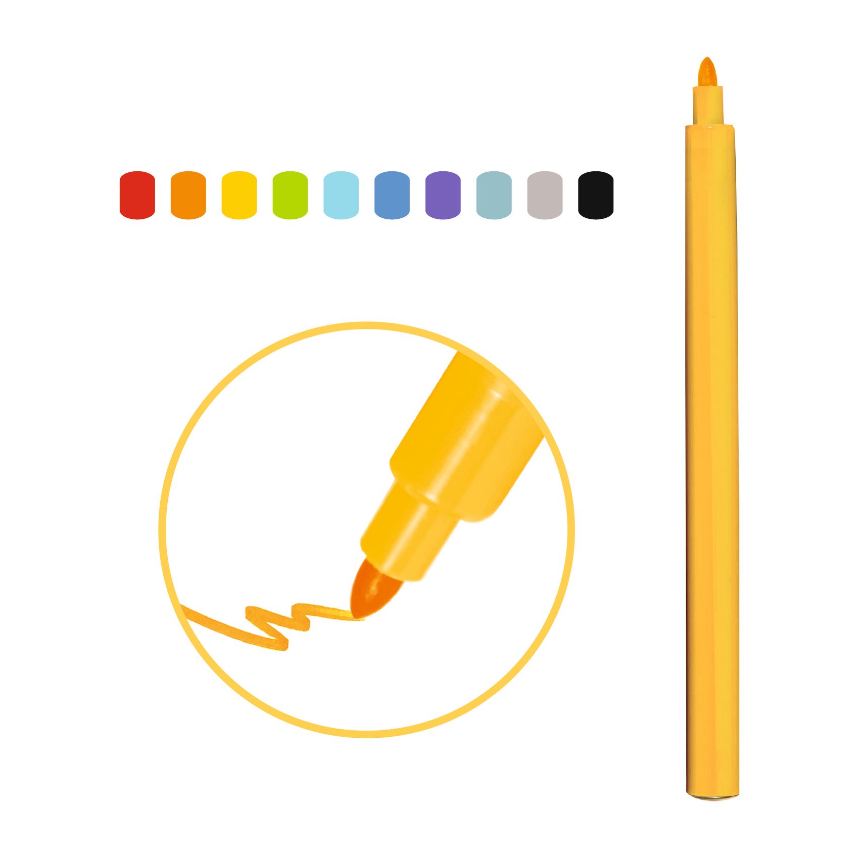 Filctoll készlet - Szivárvány, 10 színű - Rainbow