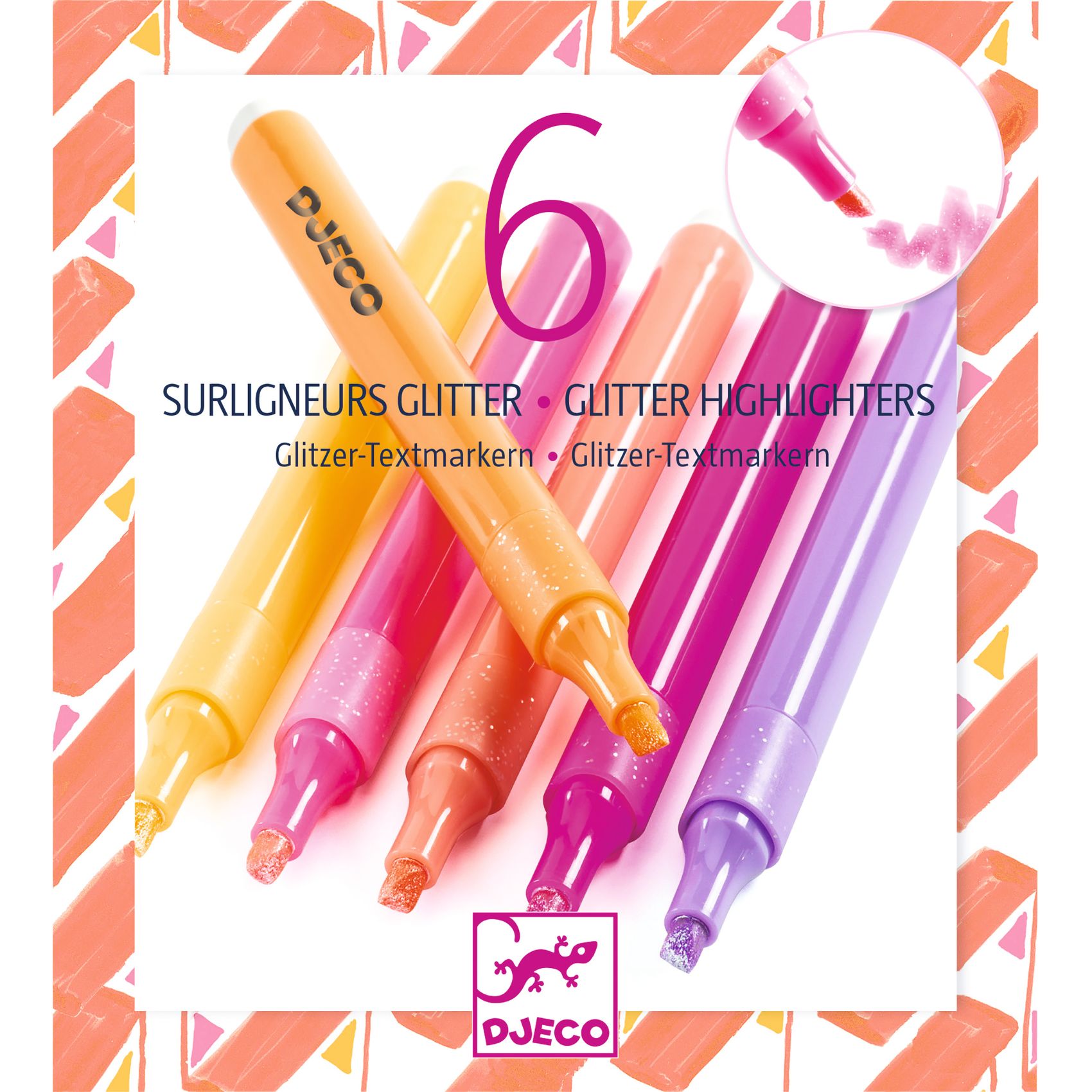 Szövegkiemelő toll készlet 6 csillámos színben, Grapefruit - Set of 6 glitter highlighters, Grapefruit