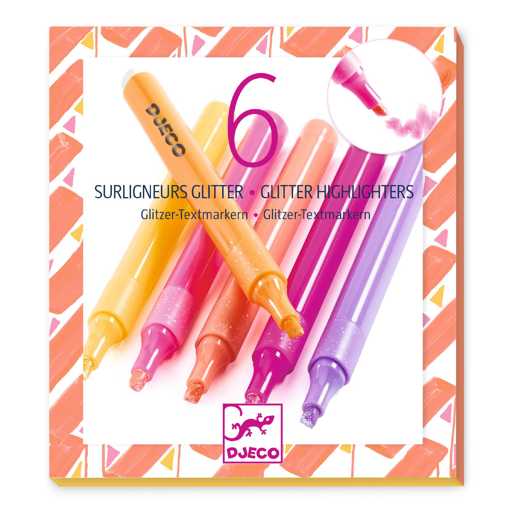 Szövegkiemelő toll készlet 6 csillámos színben, Grapefruit - Set of 6 glitter highlighters, Grapefruit